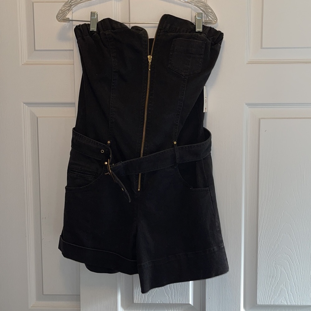 NWT LaRok Denim Tube Jumpsuit Black Sz 8
